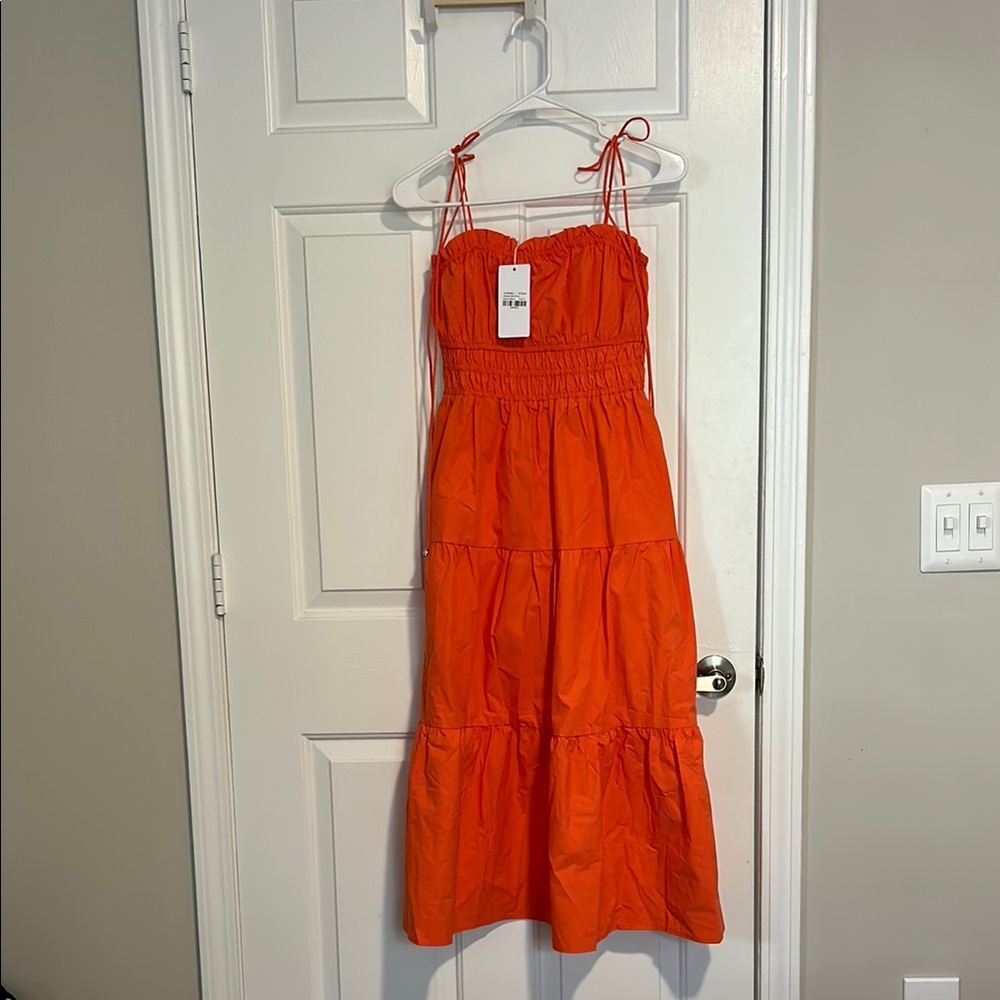 Orange Tiered Ruffled Midi Sundress